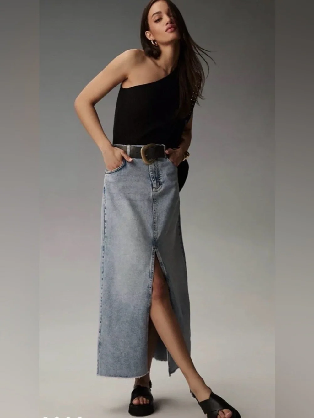 Pilcro Light Blue Denim Piece with Black Stitching Accent